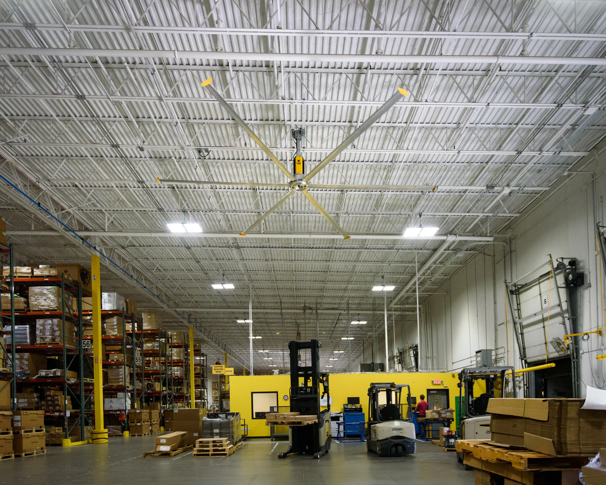 Big Ass Fans HVLS fan installed in a large facility
